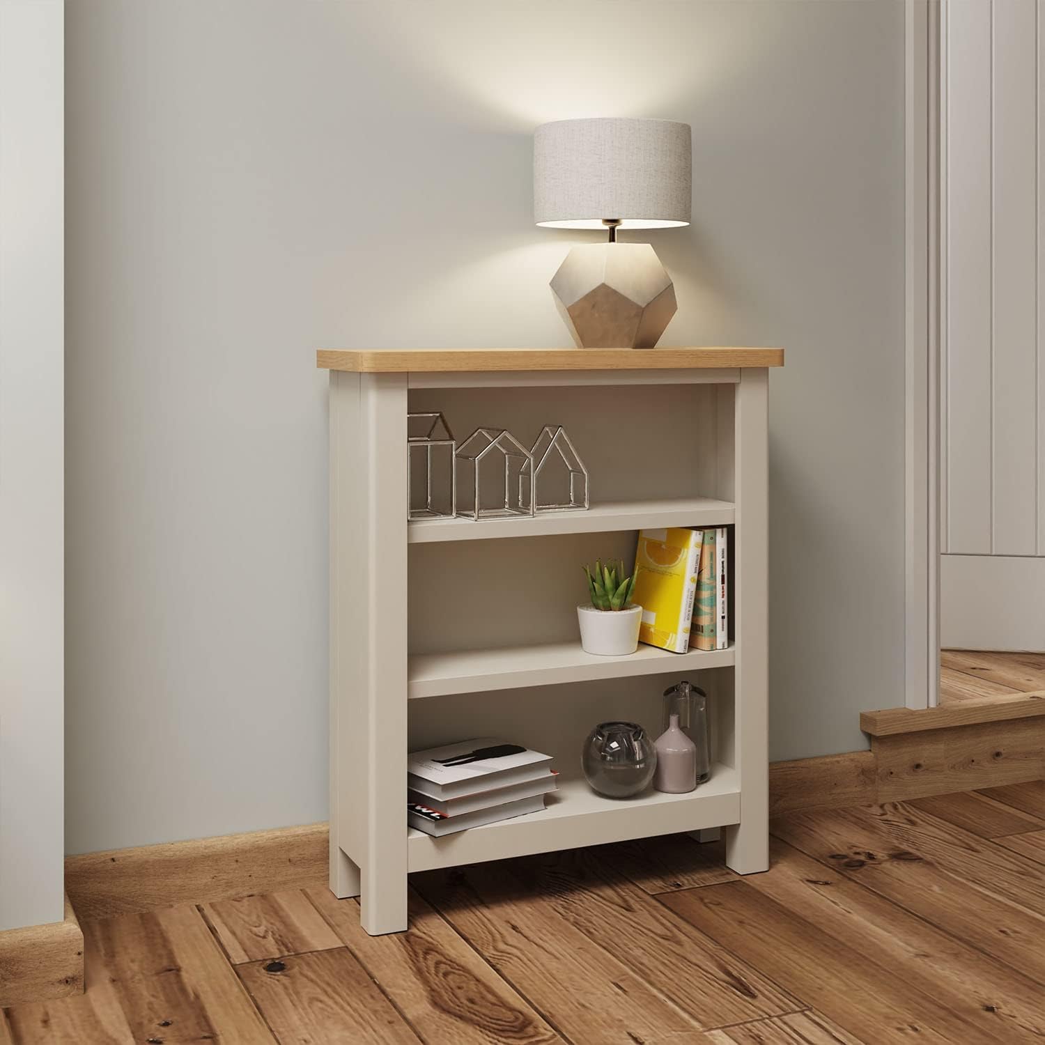 Dorset Grey Oak Bookcase Small Wide Bookshelf Truffle Grey Amazon