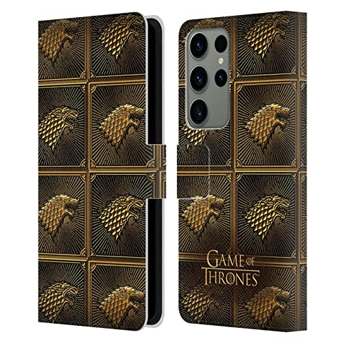 Image of Head Case Designs Officially Licensed HBO Game of Thrones Stark Golden Sigils Leather Wallet Case Compatible With Samsung Galaxy S23 Ultra 5G