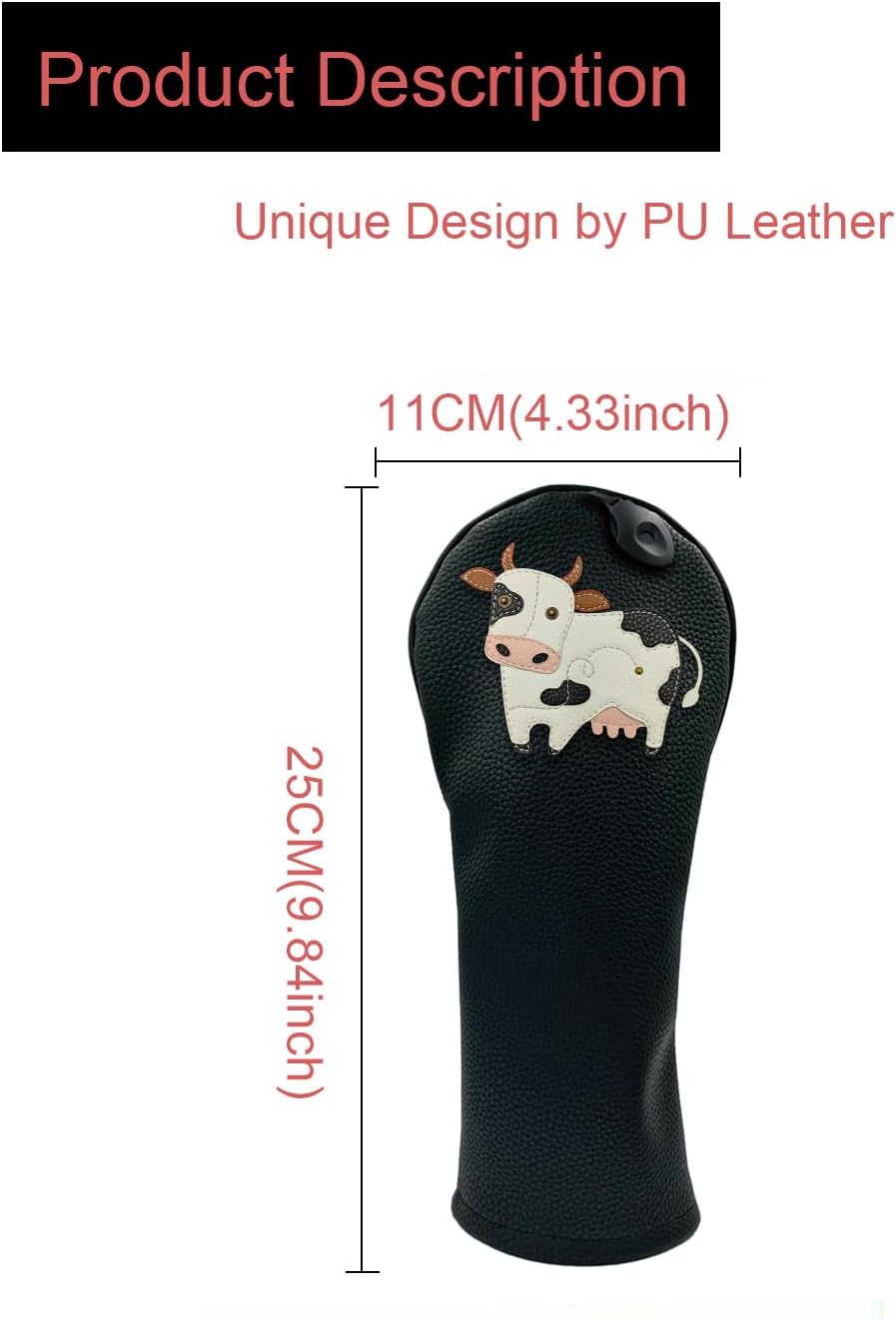 Cow PU Leather Golf Club Covers Driver Headcovers Fairway Woods Hybrid Protector with Interchangeable Number Tag
