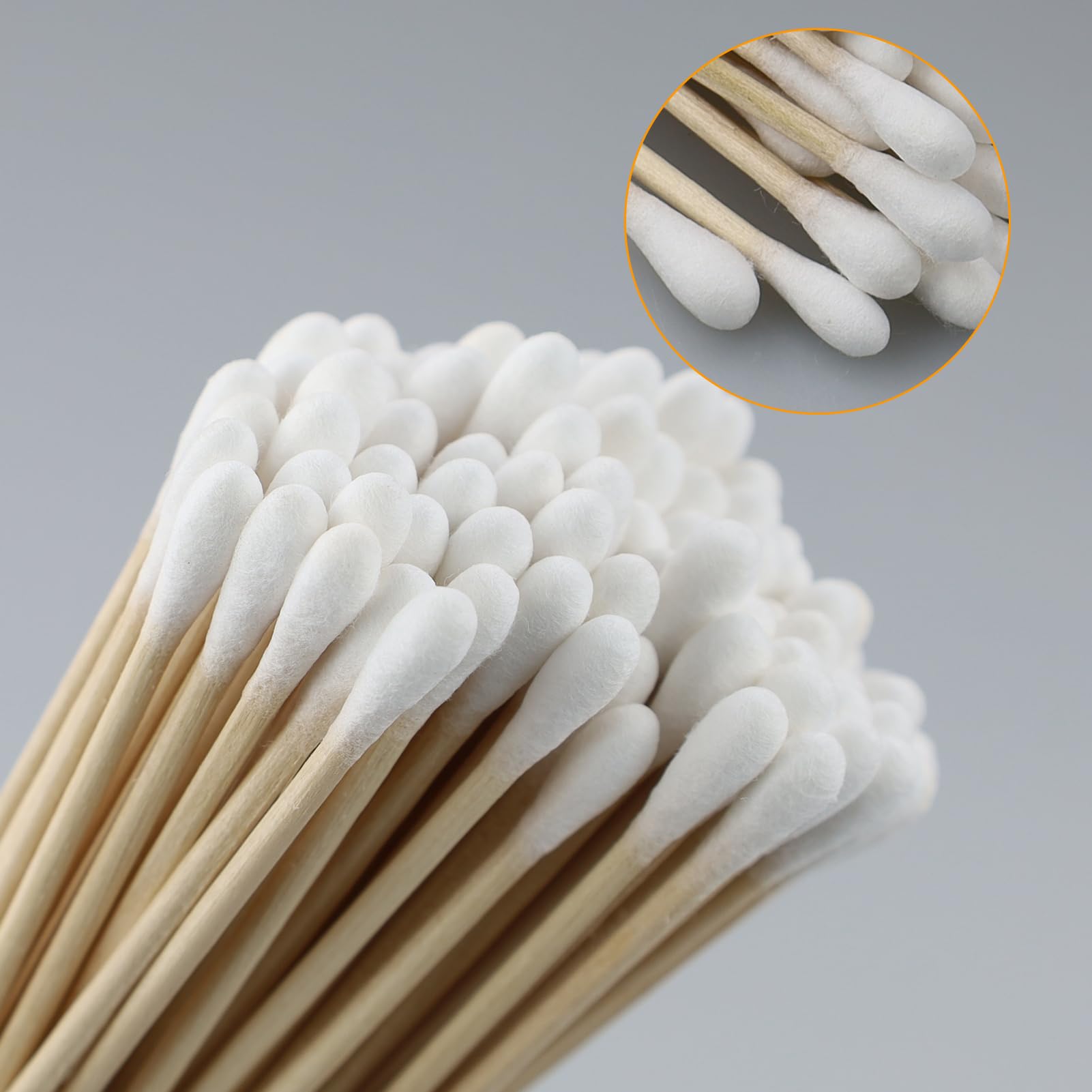 200 pezzi Tamponi di cotone in legno, tamponi di cotone da 15 cm, tamponi di pulizia lunghi ecologici per strumenti cosmetici di trucco Tastiera e fotocamera