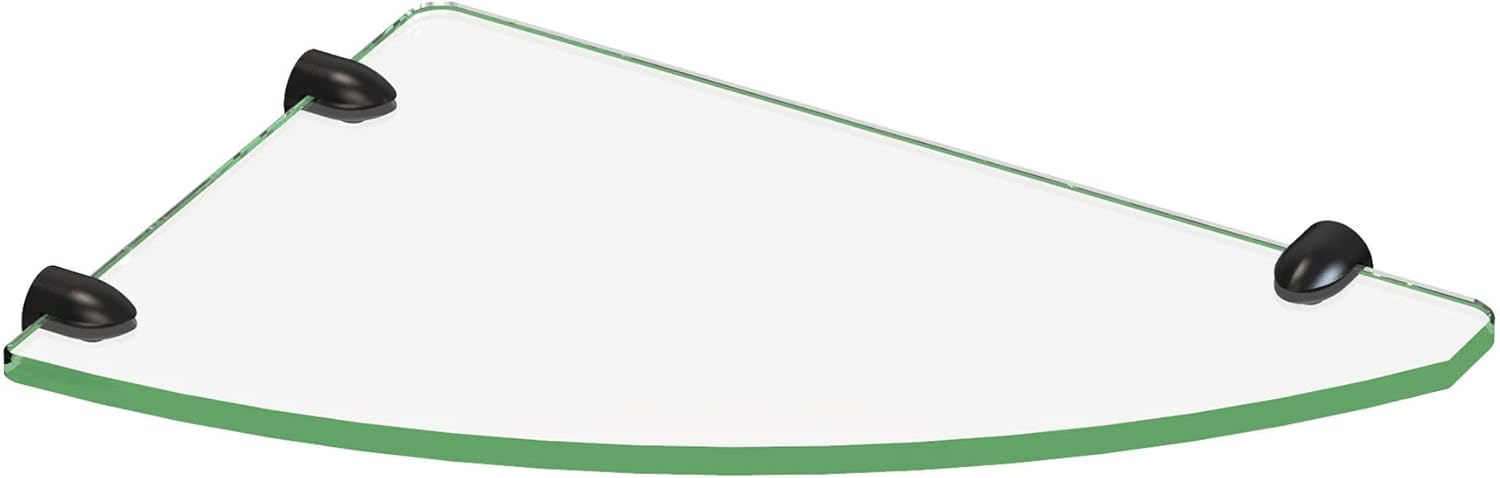 DreamLine 12 in. x 8 in. Corner Glass Shelf in Matte Black