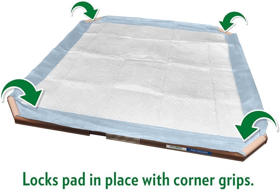 Vet's Best Dog Pad Holder | Portable Tray for Pet Training and Puppy Pads | Protection Against Pad Leakage, Bunching, and Shredding | Fits Pads 21 x 21 Inches or Larger