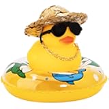 wonuu Car Rubber Duck, Yellow Duck Decoration Dashboard with Sun Hat Swim Ring Necklace Sunglasses for Car Dashboard Decorations