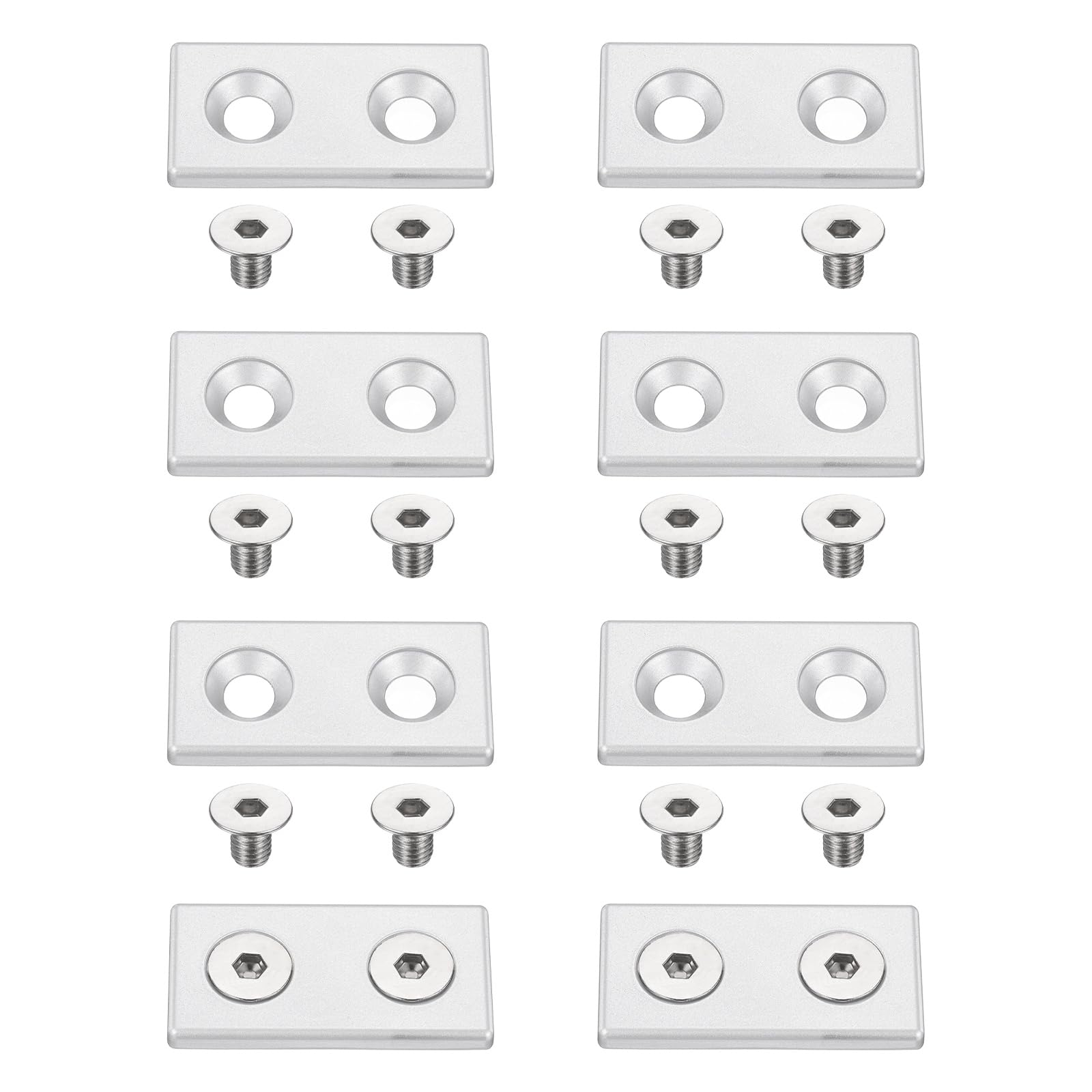 sourcing map 8Pcs Profile End Cap, Zinc Alloy 3060 Series EU Standard T-Slot Aluminum Extrusion End Cap Bracket with Screws for Storage Rack, Silver