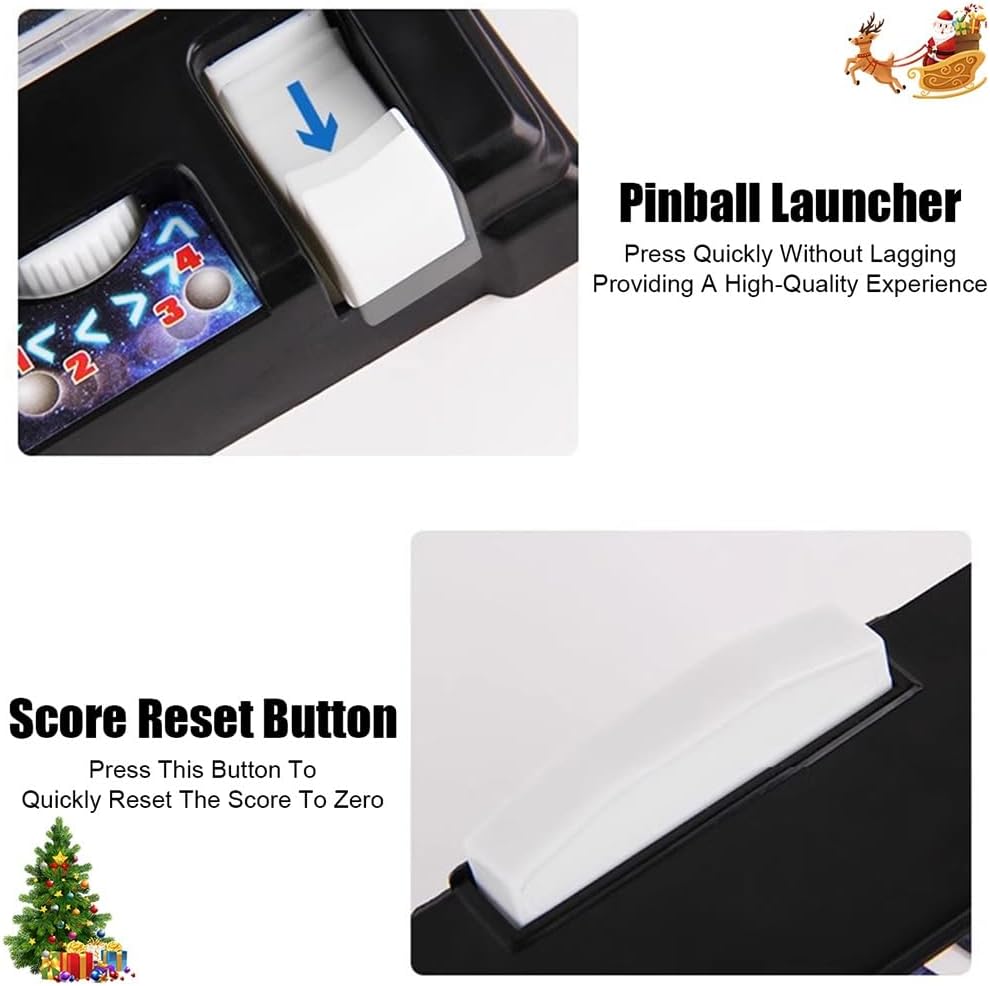 Tabletop Pinball Machine Game Portable Pinball Machine Toy Electronic Pinballs Ball Shooting Game with LED Lights Sounds and Digital Scorer
