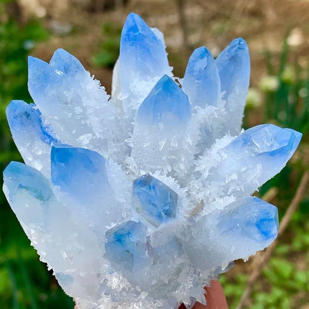 Sky Blue Phantom Quartz Crystal Cluster Ornaments (Size : 260-290g)