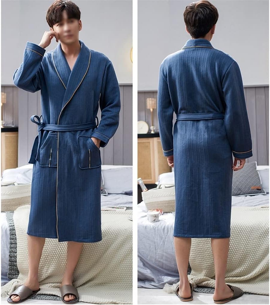 Long Men's Pajamas Bathrobes Cotton Shower Nightgowns Robes Quilted