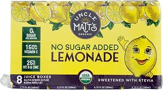 Uncle Matt's Organic No Sugar Added Lemonade Juice Boxes 8pk 54oz - Kids Lunch Box, Vitamins C D Zinc, 10 Cal