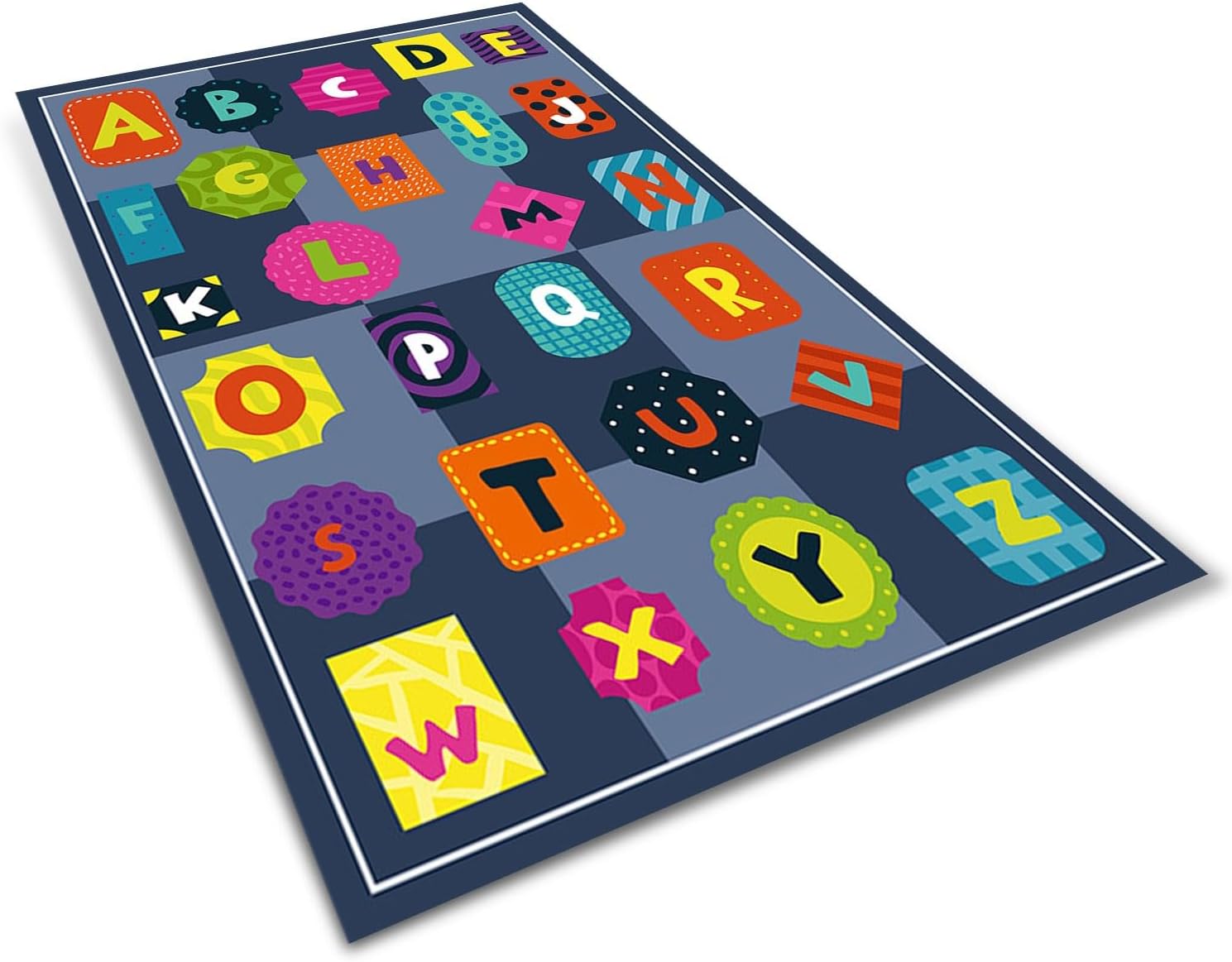 Kid Play Rug ABC Alphabet Numbers and Shapes Play Mat Educational Area Rug Fun Learning Classroom Playroom Bedroom Nursery Floor Mat for Girls and Boys Baby Children 55×79in/4.6×6.6ft