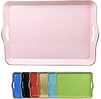 Vista 12 de Bandeja decorativa rosa para mesa de café, bandeja rectangular de plástico con asas para sala de estar, otomana, baño, 15.7 x 10.2 pulgadas