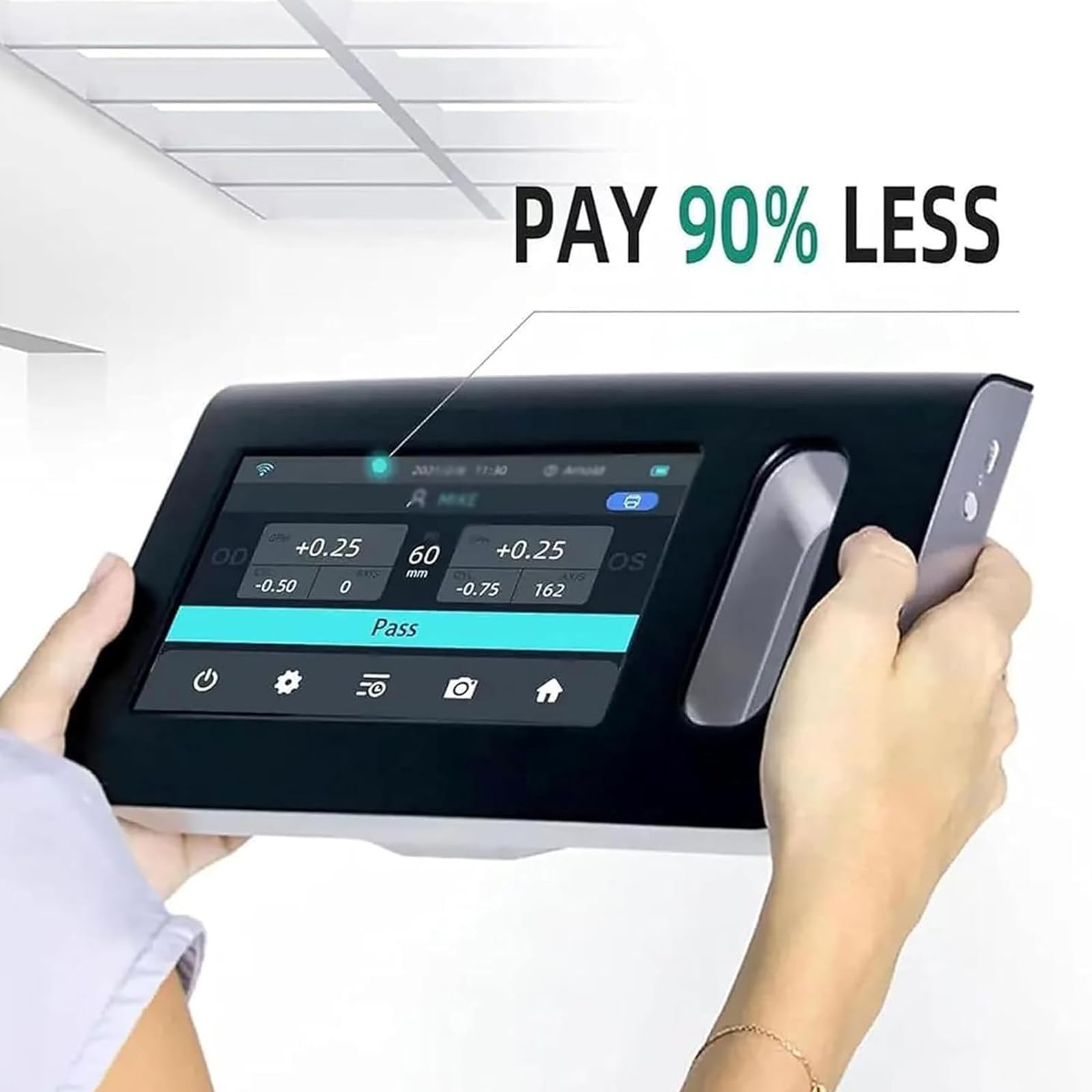 Screener per Vista Portatile Autorefrattometro Palmare Ad Alta Precisione Attrezzatura Oftalmica con Touch Screen LCD 7 Pollici,Distanza di Misurazione 98 Cm,Rilevamento Rapido 3s