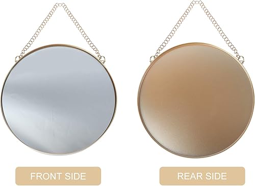 Miniatura 6 de DECHOUS Espejo para tocador de tocador, espejos circulares con adornos dorados, espejo de decoración retro con cadena para montar en la pared,