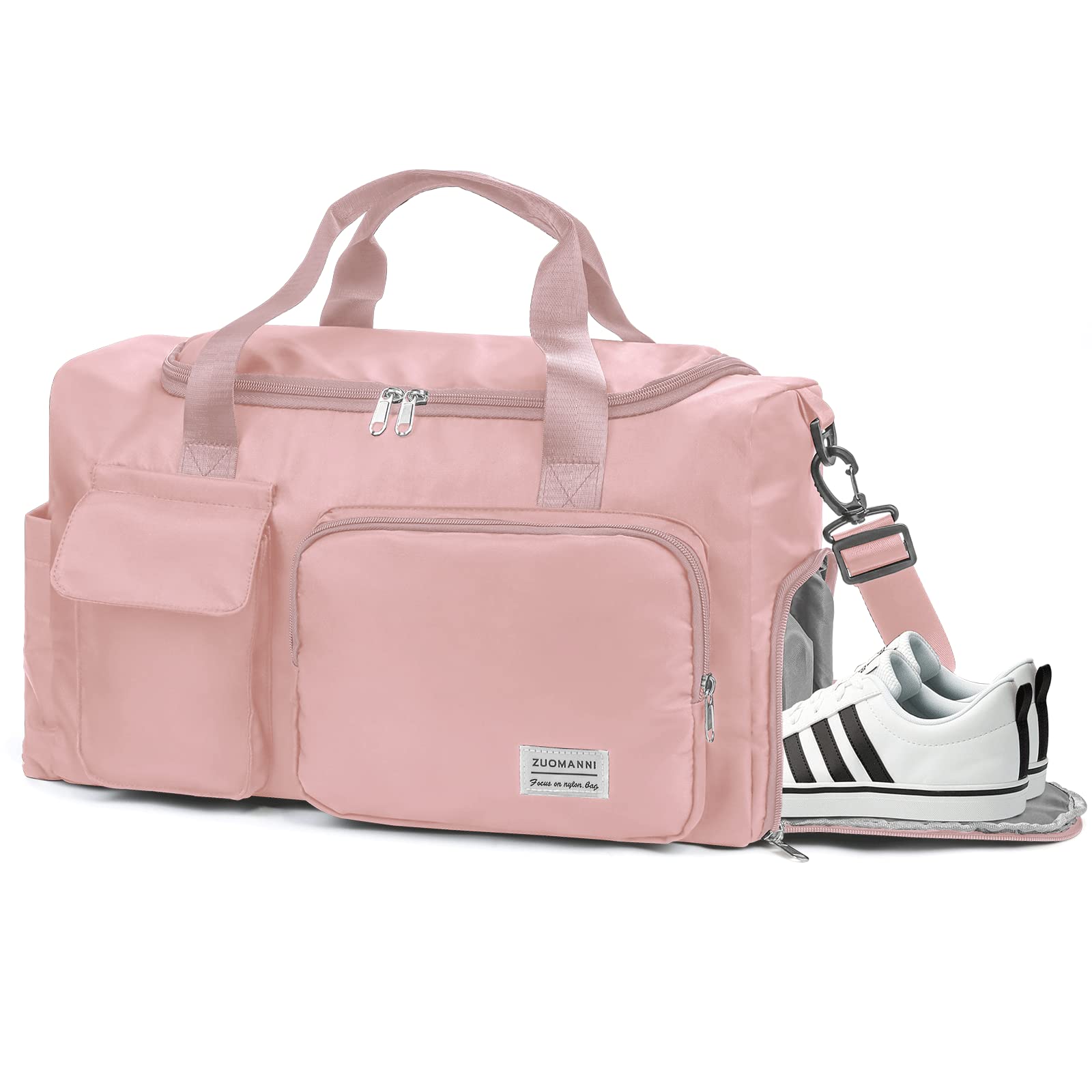 Feelhap Bolsa de Deporte/Gimnasio/Viaje/para Hombre Mujer, Bolsa Grande con Compartimento Zapatos y Compartimento Mojado, Bolsa Travel Duffel Impermeable, Tote Bags (Rosado)