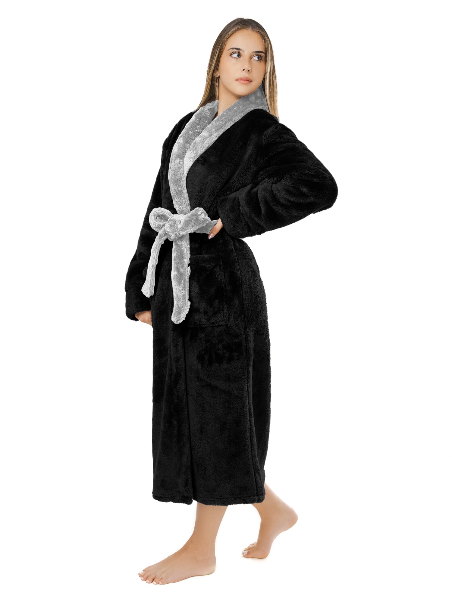 LEBENGOOD Accappatoio donna inverno – Accappatoio donna in pile, vestaglia da casa signora, coralina, accogliente, microfibra OEKO-TEX®