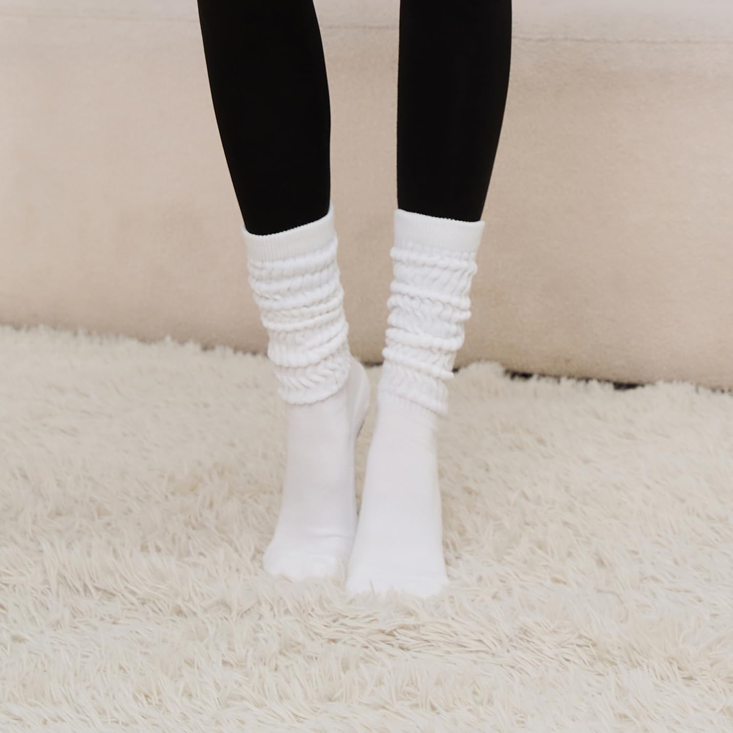 Pilates Socks with Grips Non-slip Slouch Socks with Grip Socks for Women Yoga, Barre, Dance, Fitness, Workouts - Image 2