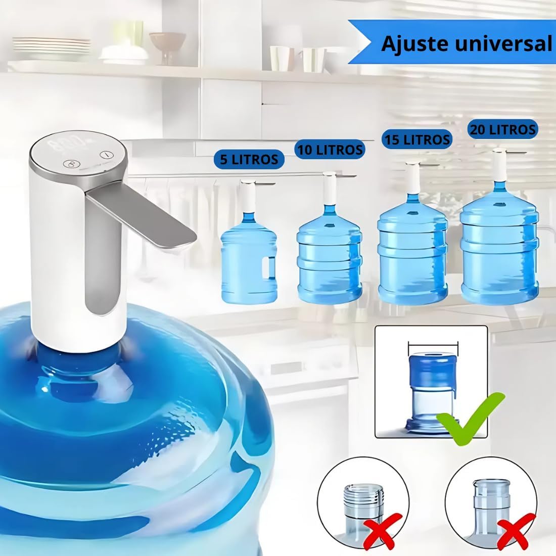 Bomba De Água Galão Recarregavel bebedouro Dispensador sugador puxador Automático Display Digital e Botão Smart Touch Linha Premium (Preto)