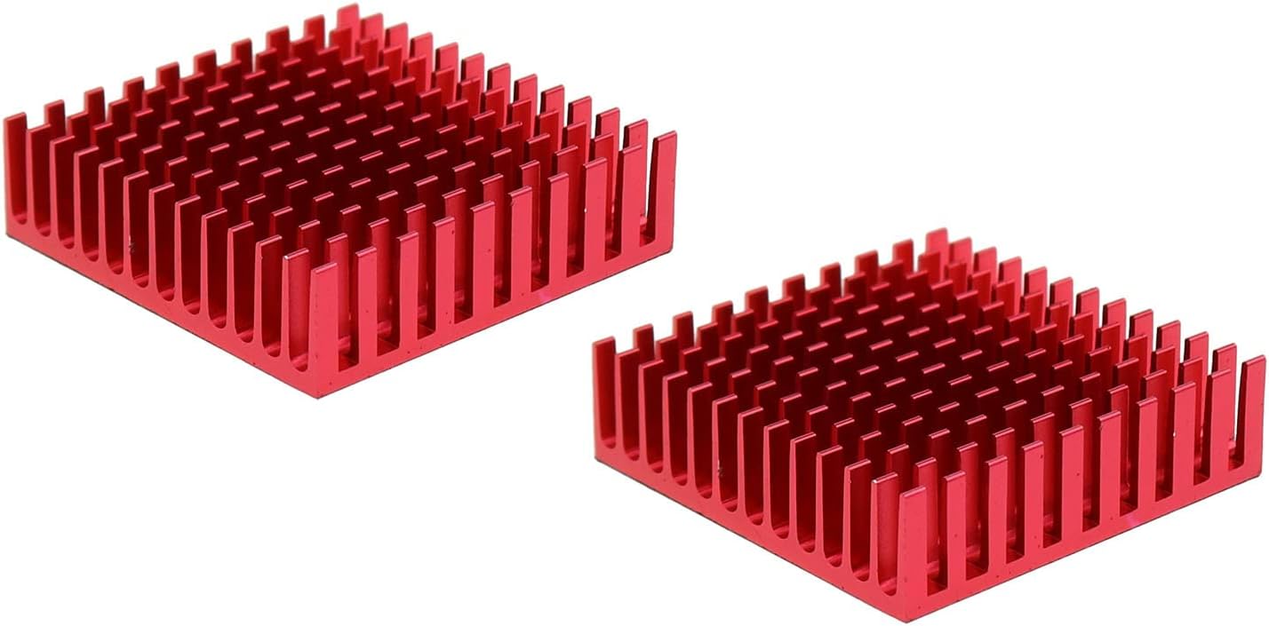 Aluminum Heatsink ZZHXSM 2pcs 40x40x11mm Red Aluminum Cooling Fin Radiator with 3M