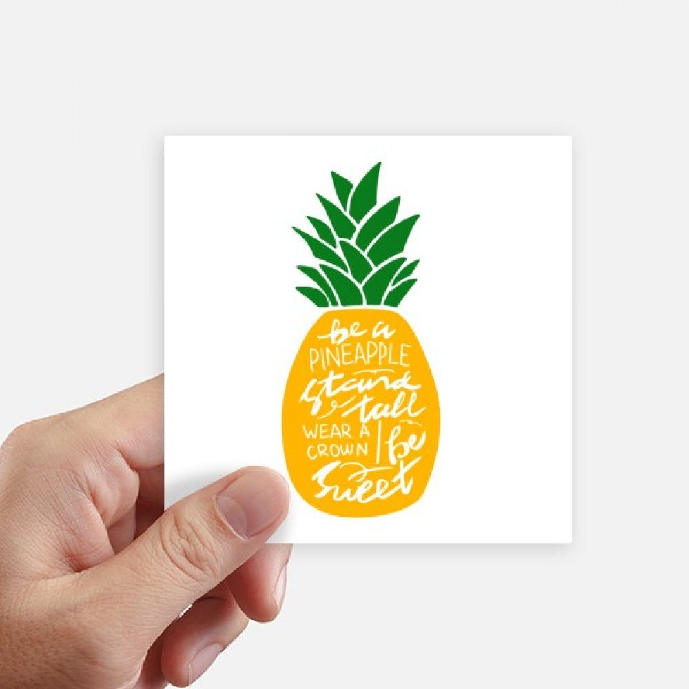 Sticker Ananas jaune doux lot de 8 décalcomanies carrées de 10 cm