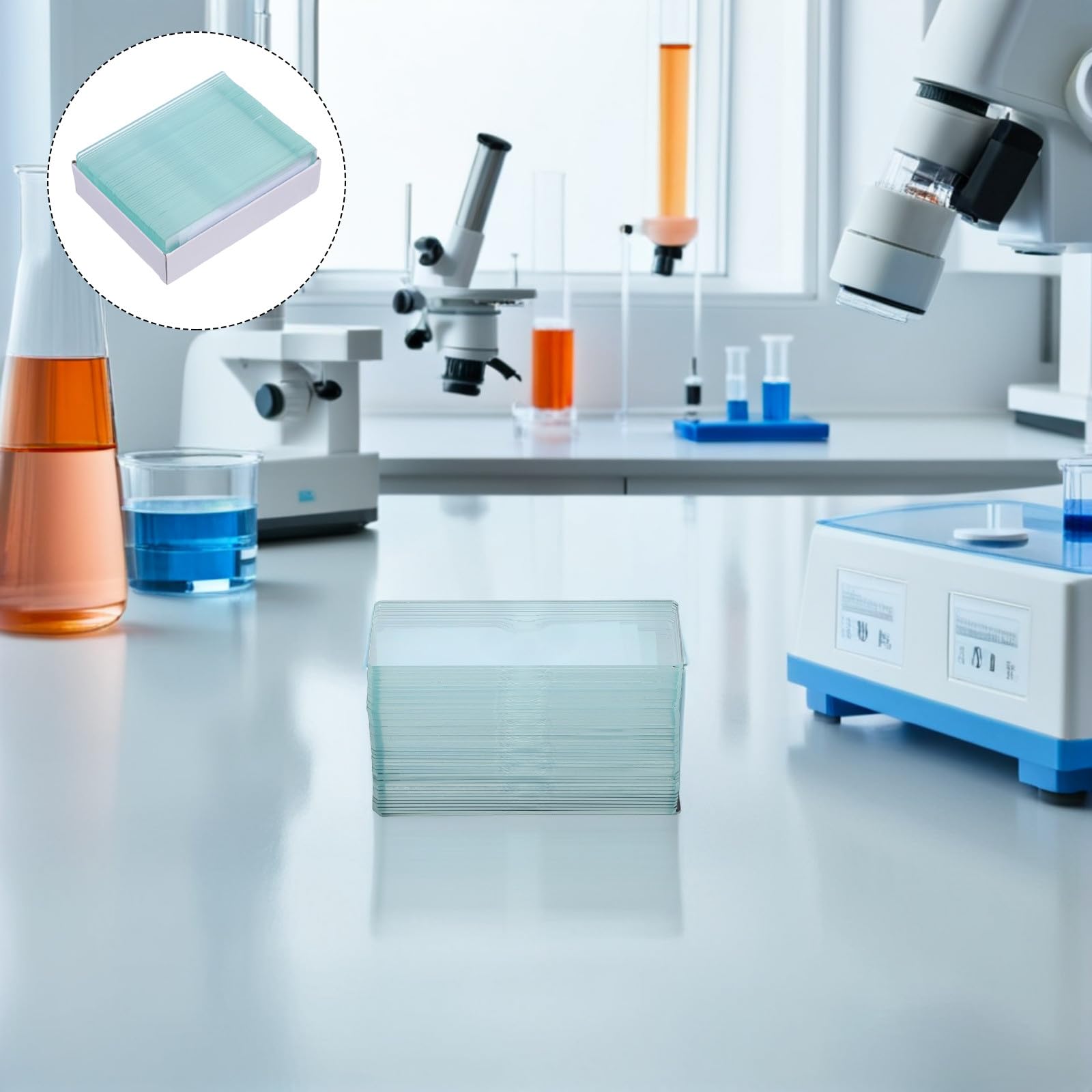50 Portaobjetos de Vidrio Cóncavo Simple para Muestras Acuáticas, 50 Unidades, Material de Vidrio Resistente, Tamaño Estándar, Accesorios para Laboratorio Científico
