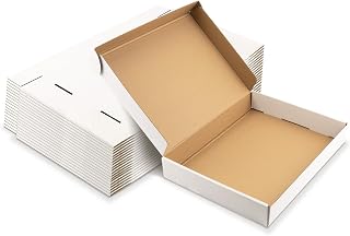 Golden State Art, 13x10x2 inch Tab Lock Tuck Top Shipping Mailer Boxes for Packaging Small Business, White Medium Cardboard Gift Boxes for Wrapping Mailing Present, 20 Pack