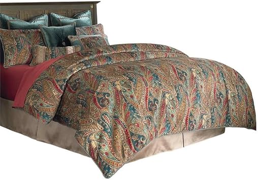 Michael Amini Madrid 4-piece Paisley Fabric Queen Comforter Set in Gold