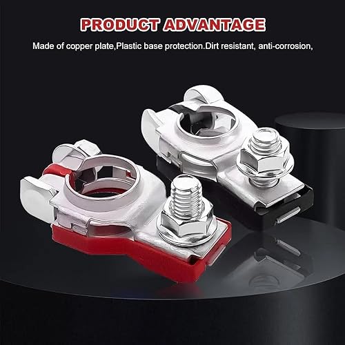 Miniatura 4 de 2PC Battery Terminal Connectors for Nissan Pulsar Rouge Sentra Titan NAVARA, Positive Negative Top-Post Copper Car Battery Terminals, Easy Install