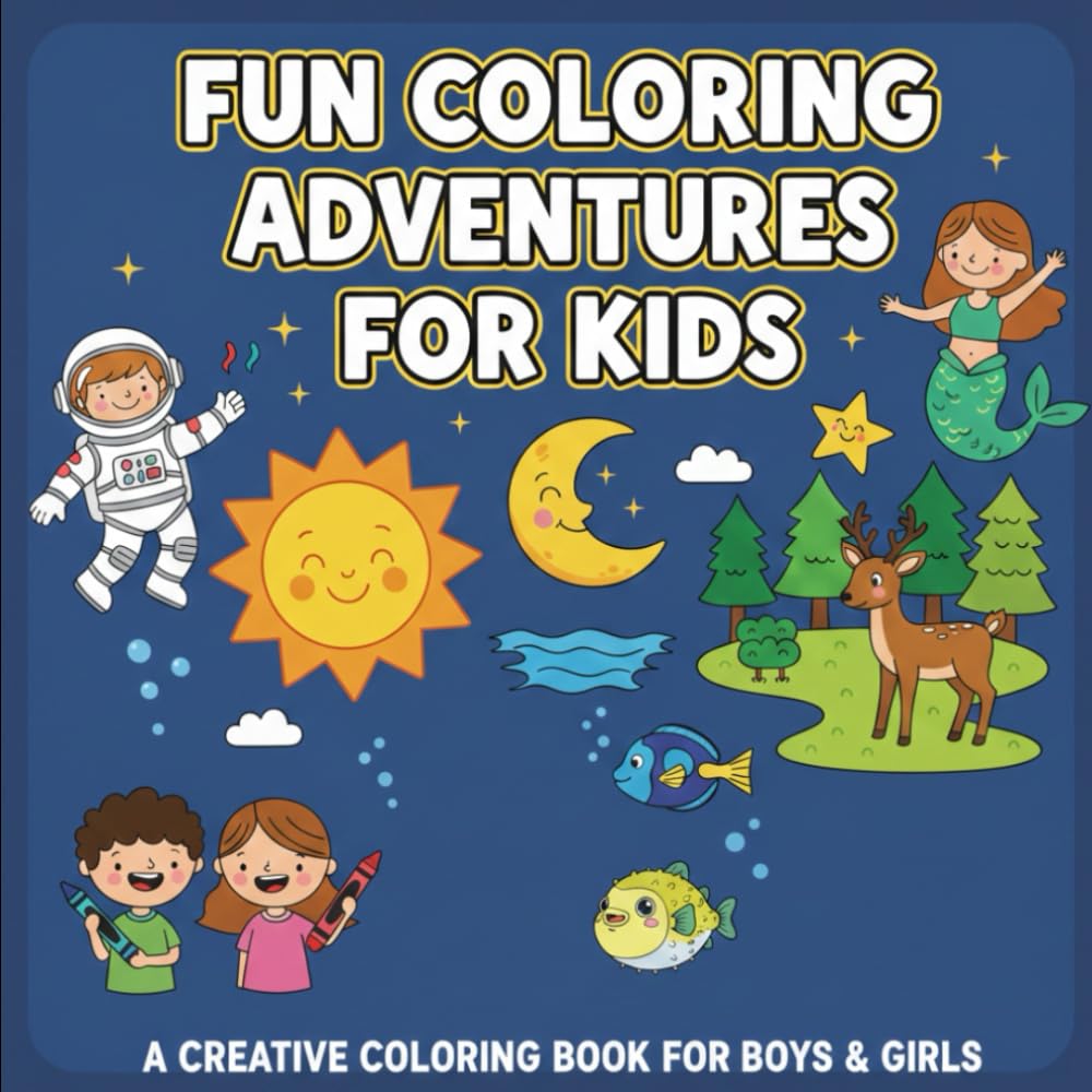 Fun Coloring Adventures for Kids: Simple Coloring Pages with Cute Animals, Birds, and Flowers for Ages 1–10