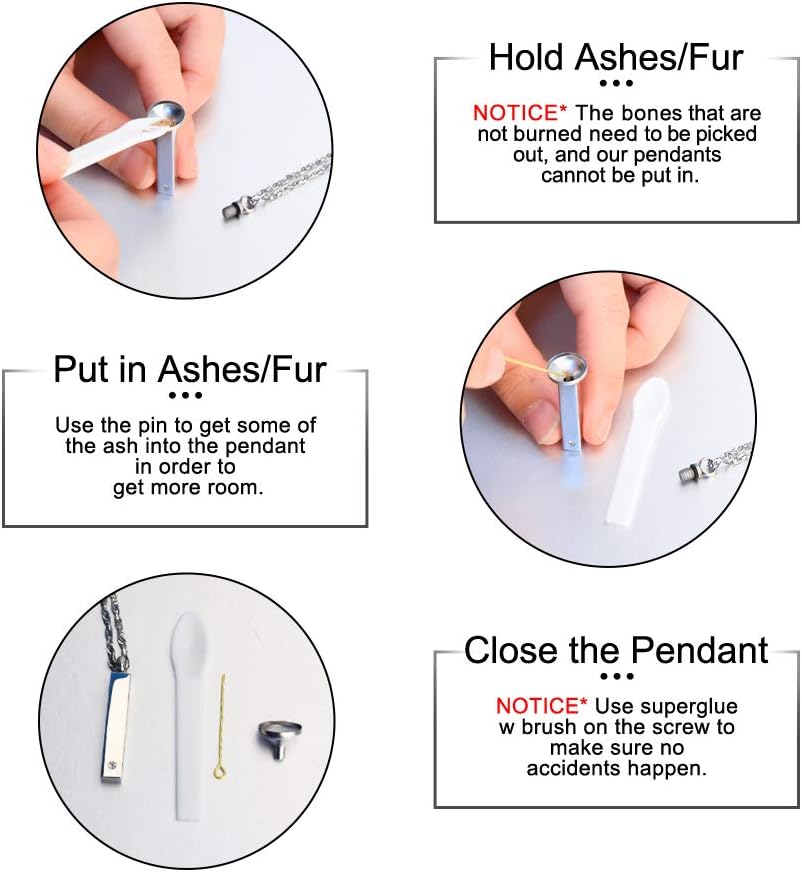 abooxiu Fishing Heart Hook Urn Necklace for Ashes Fish Heart Hook Stainless Steel Cremation Jewelry - Black - Image 8