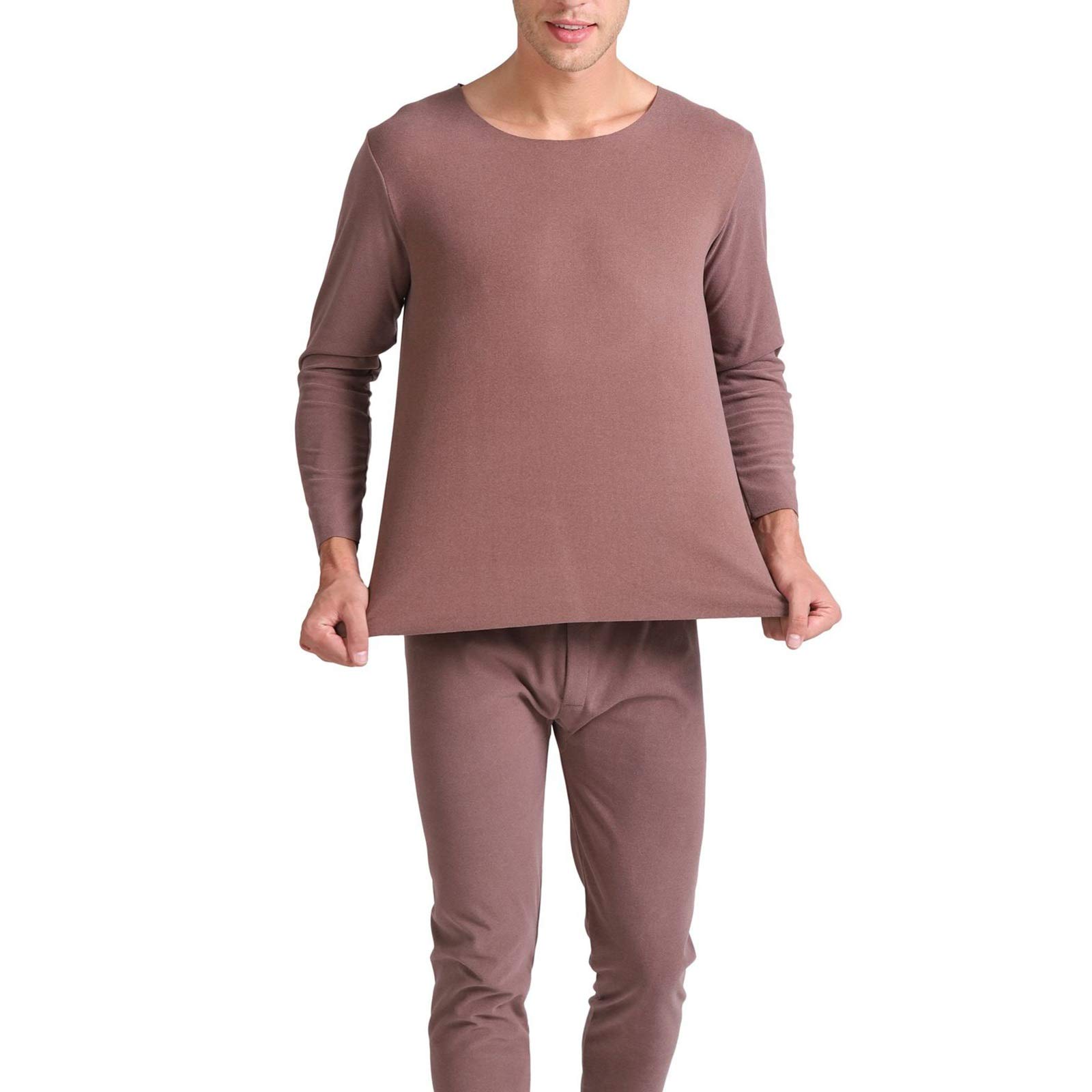 G&F Zestaw bielizny termoaktywnej dla mężczyzn, warstwa podstawowa, zestaw górny i dolny, długie majtki, szybkoschnące, oddychające, 3XL-8XL (kolor: kawowy, rozmiar: 4XL)