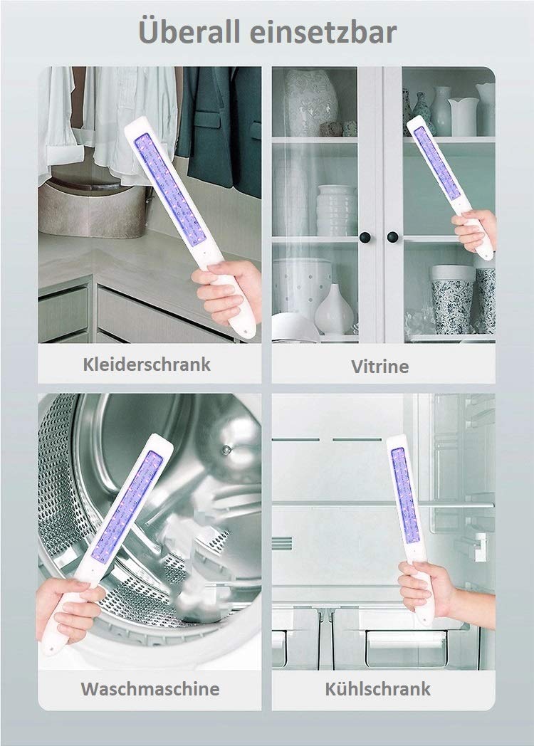 Doctor San - Sanierungstechnik UV-C Desinfektionslampe UVC-Desinfektionsstab UV-Lampe Reise UV-C Lampe 4W mit Akku inkl. USB-Ladekabel weiß