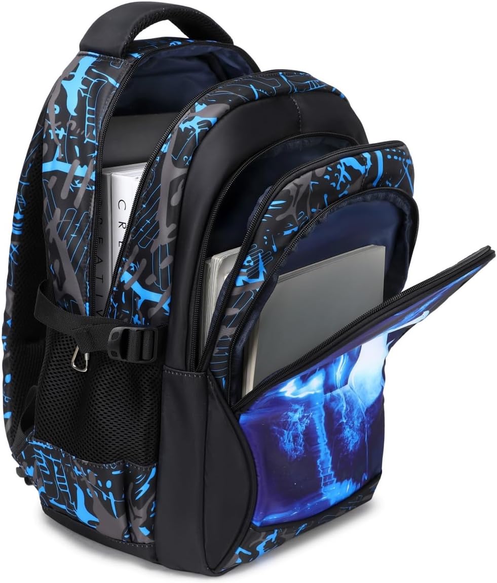 BABUN Boys Backpacks For Elementary Middle School Bookbag Set Kids Heavy Duty Durable Teenage Student Sturdy Waterproof (5-Blue Soccer Set)