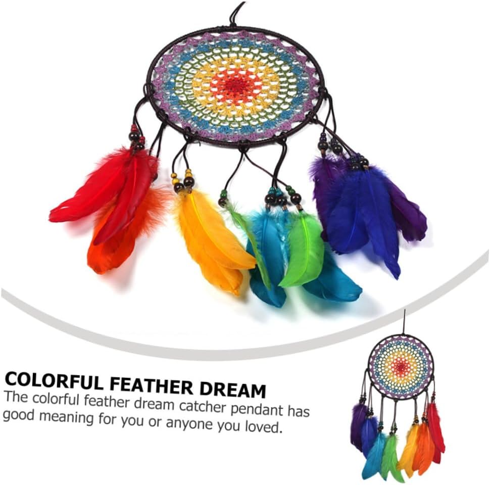 Colorful Dream Catcher Ornament Feather and Iron Wall Hanging image 5