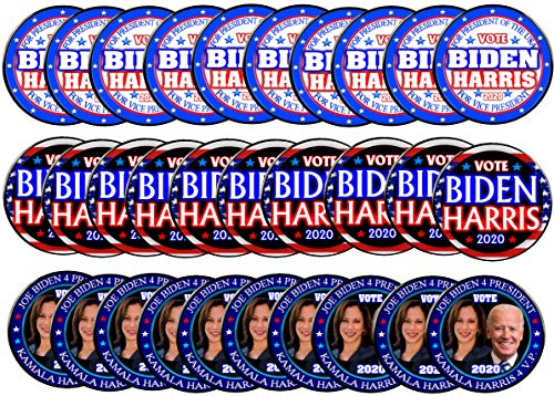 Pack-30 Biden Harris 2.25" Pins, President 2020 Bundle