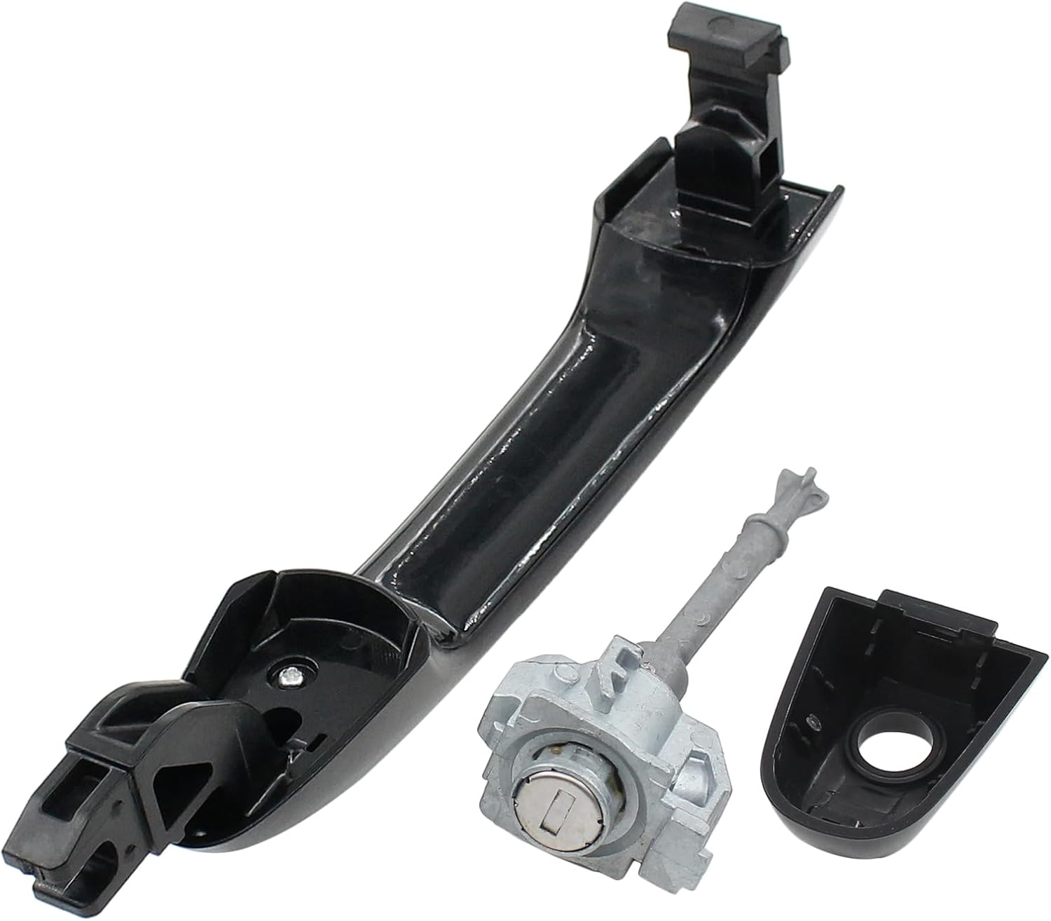 MOTOKU Front Left Exterior Door Handle Black and Door Lock Cylinder Kit w/Keys for Honda CR-V 2012-2016 Civic 2012-2015