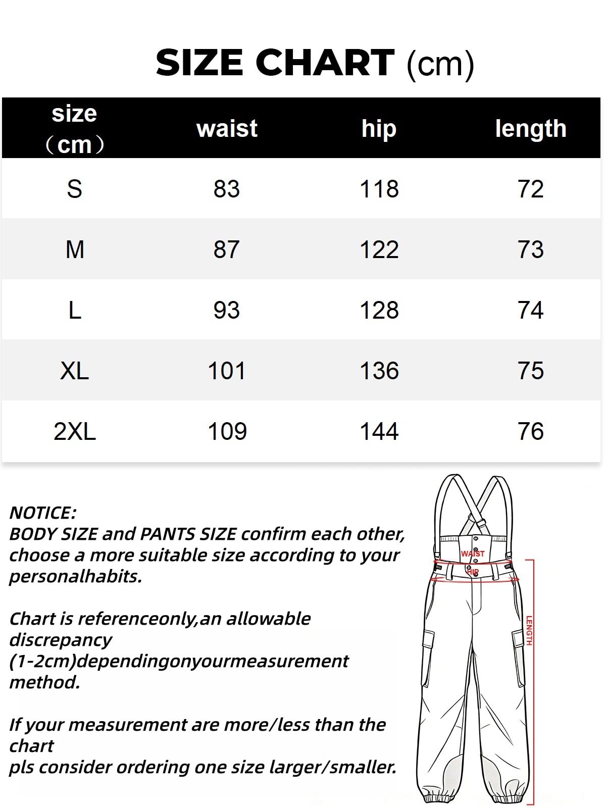 HOTIAN Pantalones de esquí para hombre, pantalones con tirantes, impermeables, resistentes al viento, pantalones de snowboard, pantalones de peto de invierno cálidos para la nieve