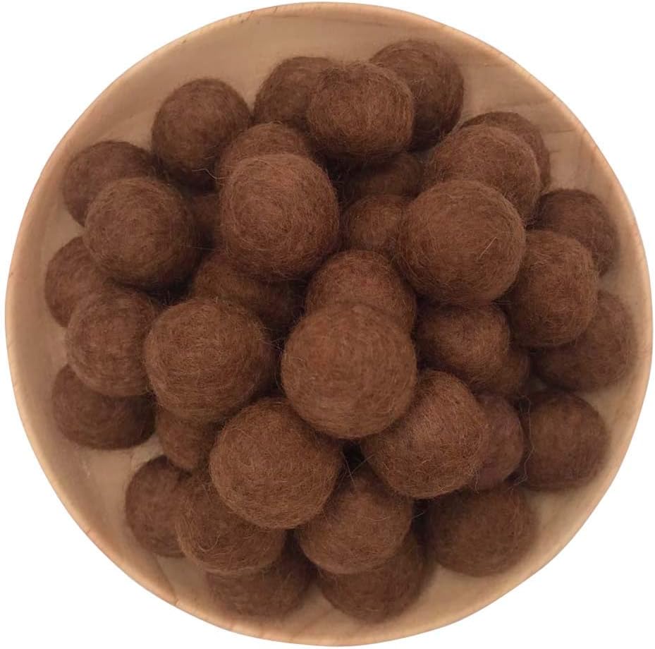 Felt Wool Beads Balls Pom Pom Handmade DIY for Craft Dream Catcher Pompom Home Decor Nursery Party Props (Brown 20mm 30pcs)