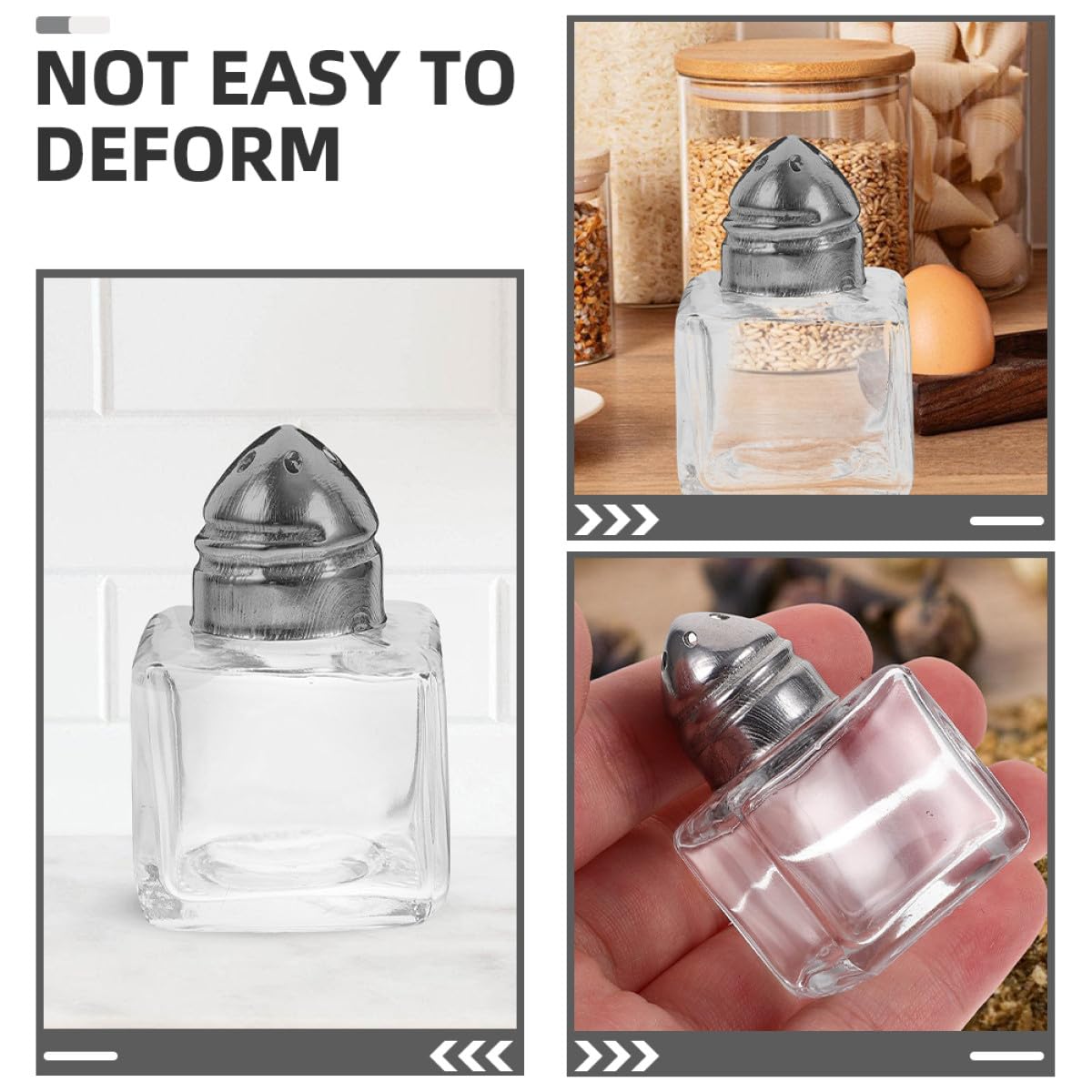 Ensemble de 4 Salières Miniatures en Verre Trous, Légères et Incassables, Cuisine et Activités Extérieures