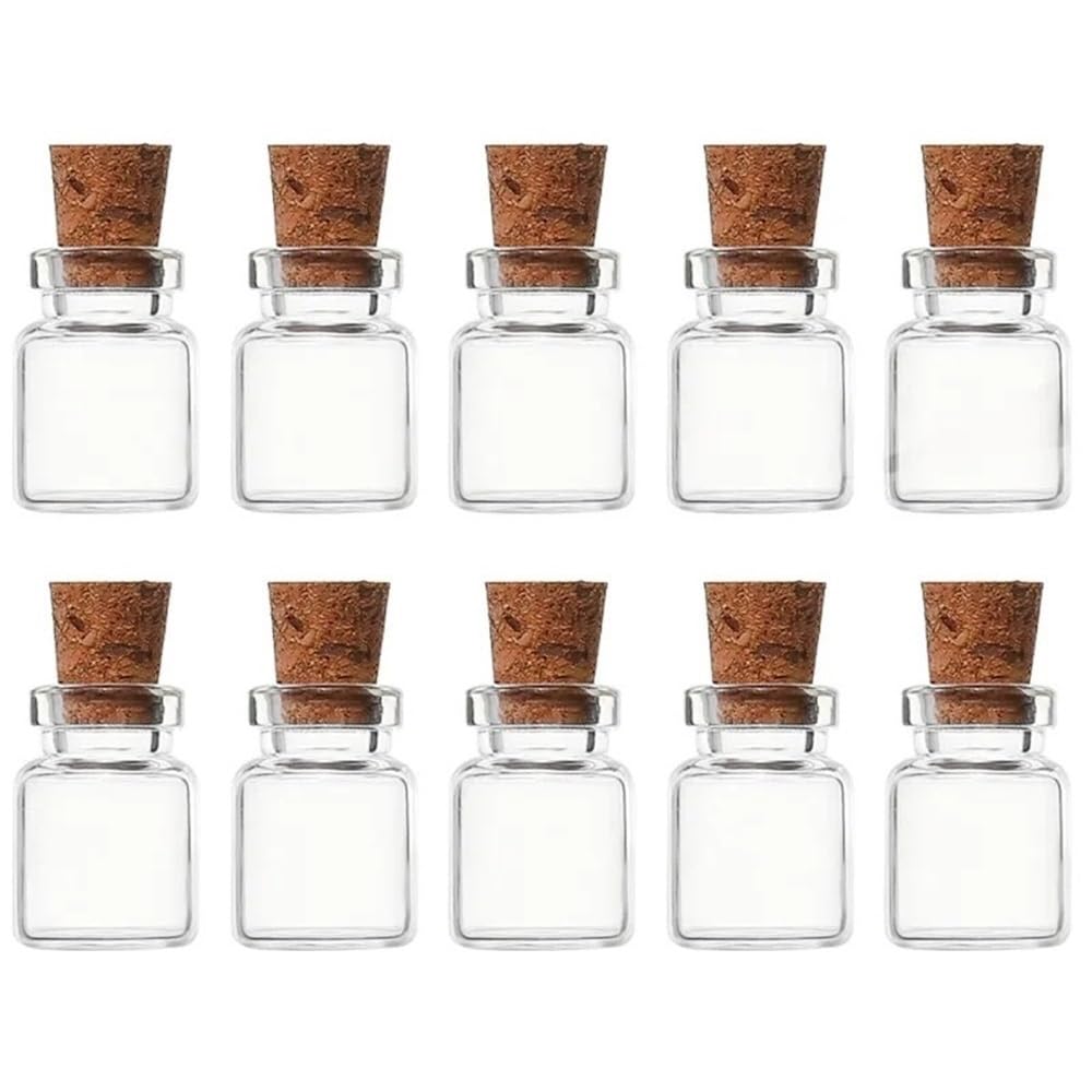 Loacea Decorative Glass Jar 20pcs Mini Glass Vials Cork Transparent Wishing Bottles, Small with Stoppers for Candy(13x18mm)