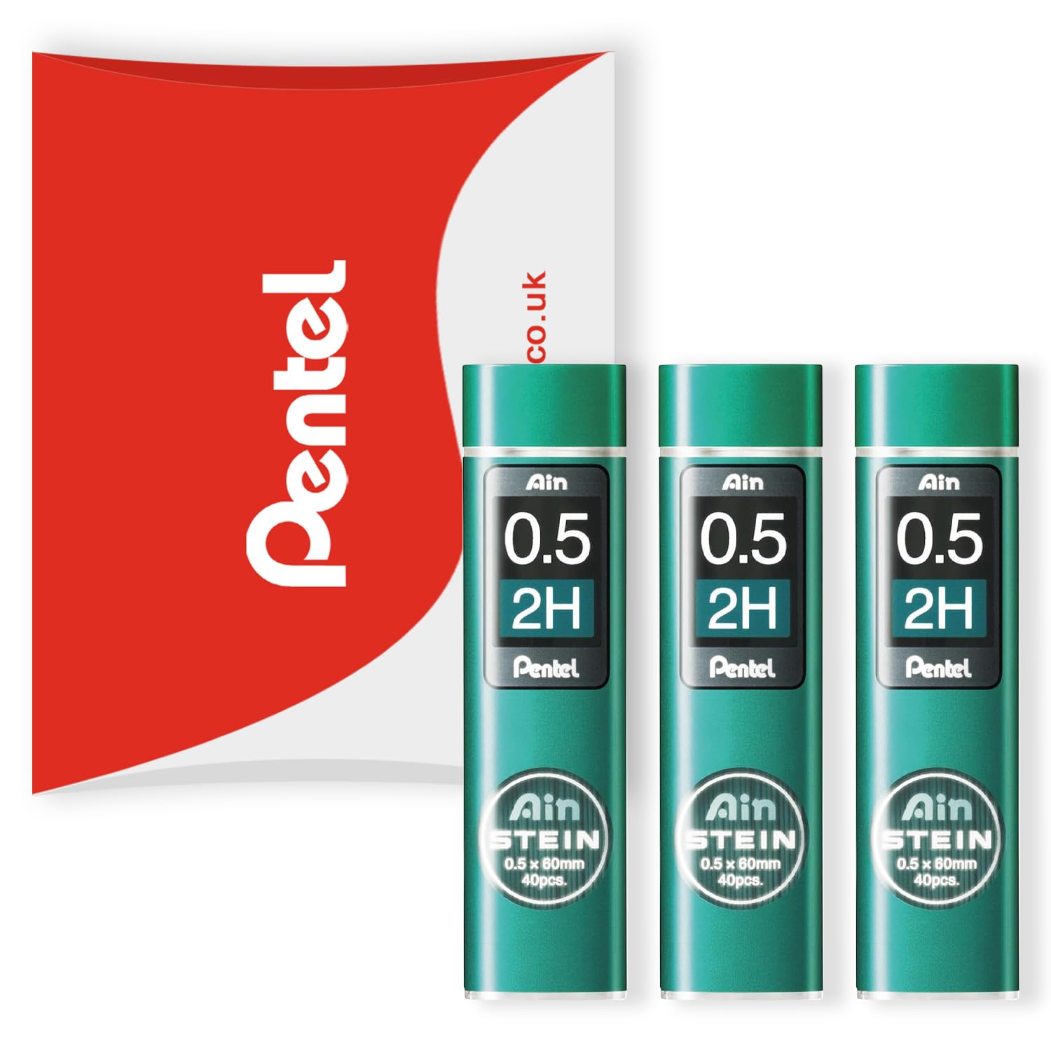 Pentel Ain Stein Mechanical Refill Leads - for Automatic/Mechanical Pencils - in Pentel Pillow Packaging (0.5mm 2H, Pack of 3)