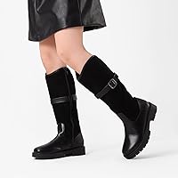 Vista 4 de DREAM PAIRS Botas de equitación de moda con hebilla alta para niñas pequeñas y grandes