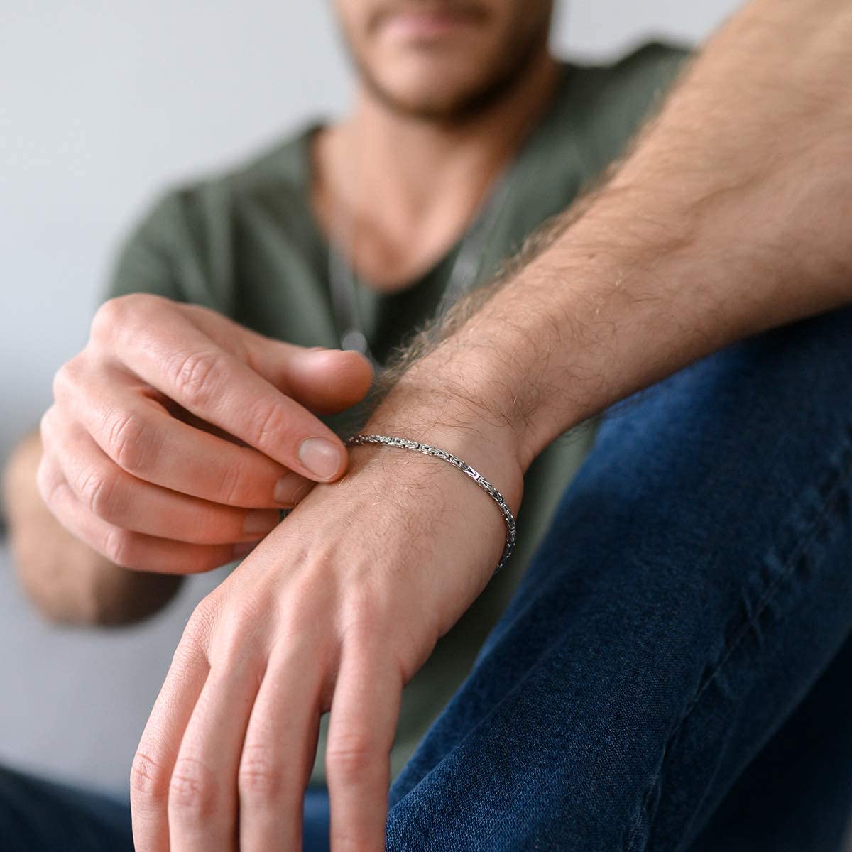 MATERIA by Matthias Wagner Bracciale da uomo in argento 925 rodiato, 2,5 mm