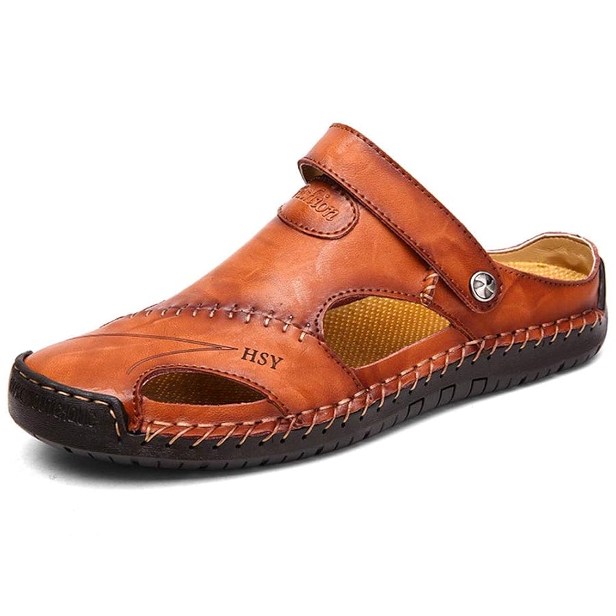 Amazon.com | YING LAN Men's Casual Leather Fashion Sandals