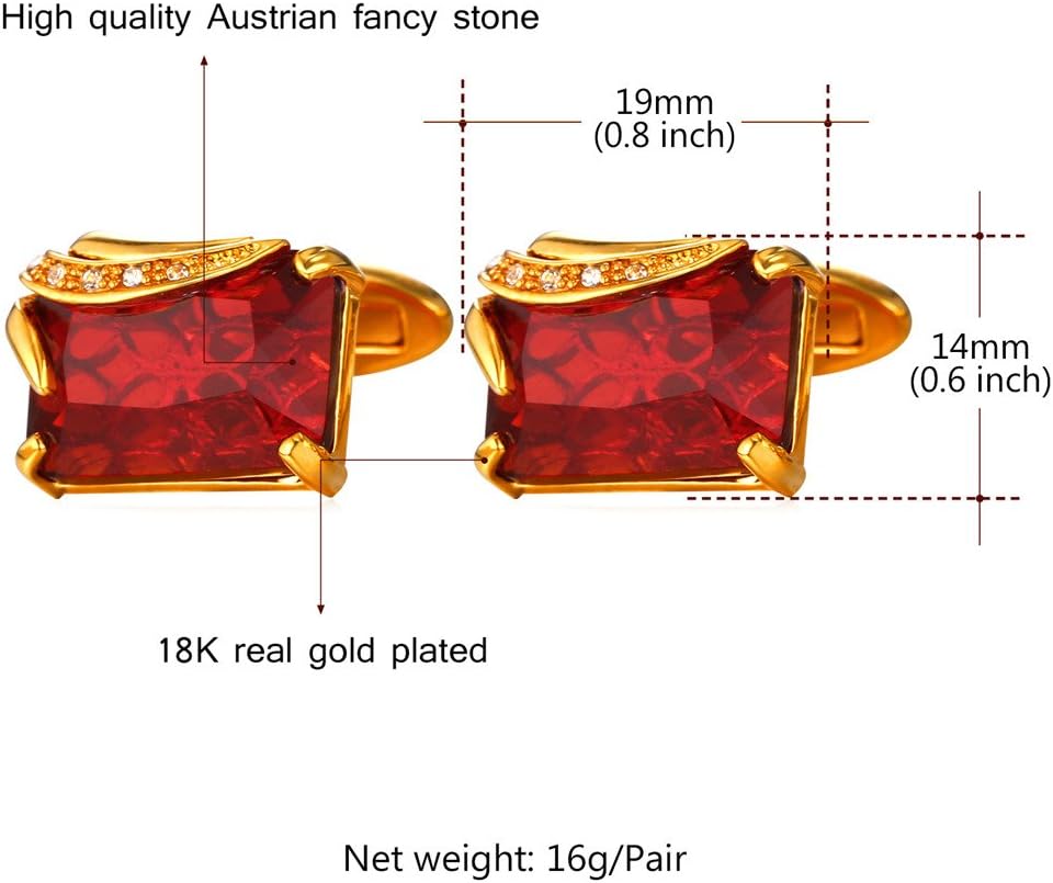 U7 Men Cufflinks for Wedding Christmas Business Platinum or 18K Gold Plated Crystal Fancy Stone Cuff Links, Custom Photo Cufflinks,Gift Packed
