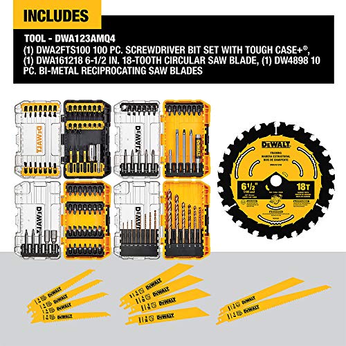 Image of DEWALT 20V MAX Cordless Drill Combo Kit, 4-Tool with 111PC MASTER SET (DCK444C2 & DWA123AMQ4)