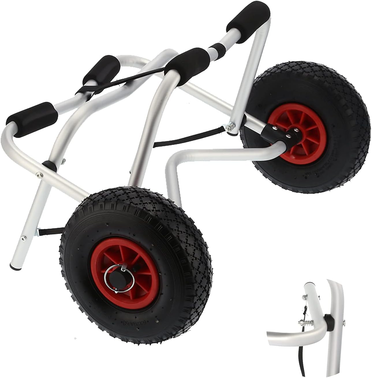 Aluminum Alloy Dual Leg Kayak Cart Foldable Canoe Boat Carrier with 10in Inflation Tires