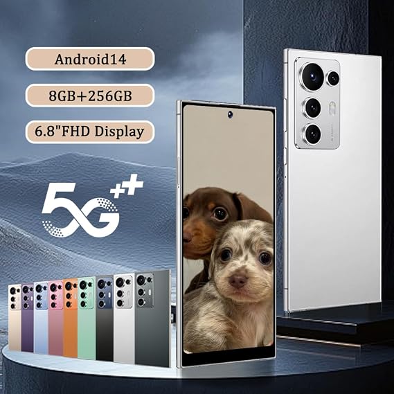 4G Unlocked Smartphone, 8+256GB, 6.8 HD+ Display, 6000mAh Battery, 13+48MP Camera, Face ID/Android 14