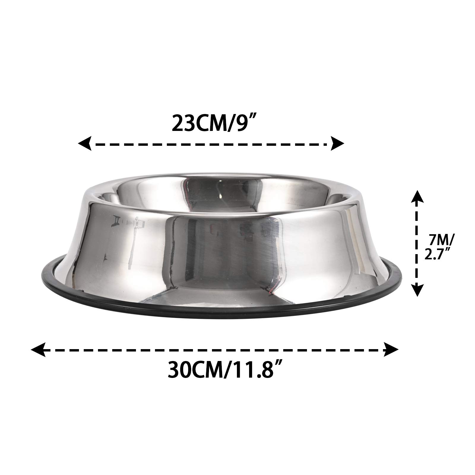2 paquetes de tazón de acero inoxidable para perro con base de goma antideslizante para mascotas pequeñas/medianas/grandes, plato perfecto, tazón de alimentación para mascotas y tazón de agua
