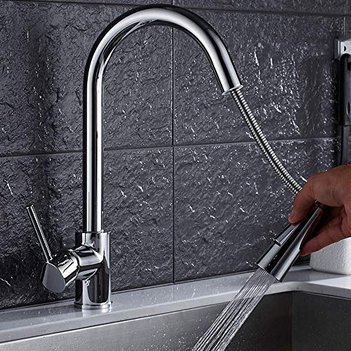 Robinet de cuisine noir extractible laiton chrome mitigeur évier 2 modes