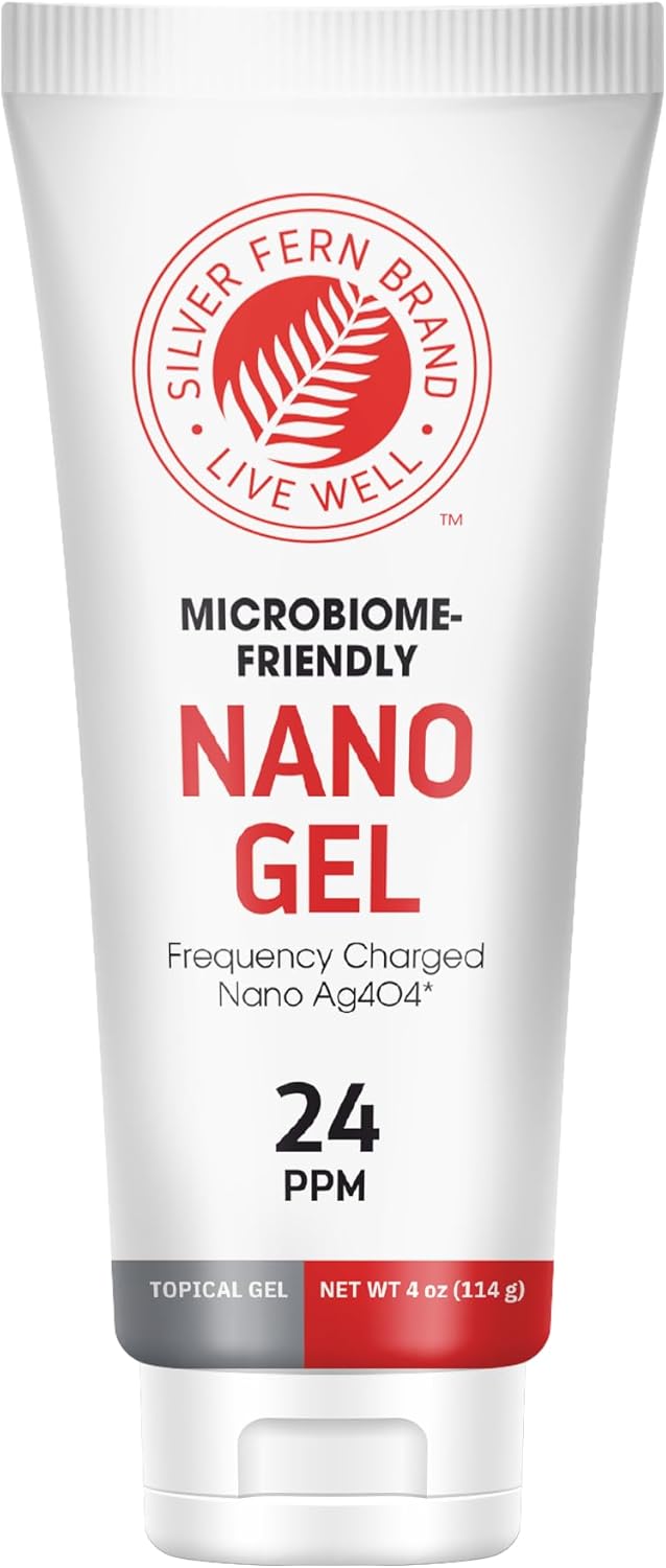 Silver Fern Brand – Nano Gel Frequency Charged Silver 24PPM – Skin Support for Cuts, Burns, Imbalances & Irritations – Fast-Absorbing Silver Gel – Microbiome-Friendly & GRAS Certified – 4 oz
