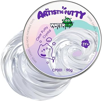 WATERELF Transparent Putty Slime for Kids, Fidget Sensory Artistic Therapy Putty Toys for Boys Girls Adults, Stress Relief Non-Sticky, 3.11 Inch 3.2 Oz Crystal